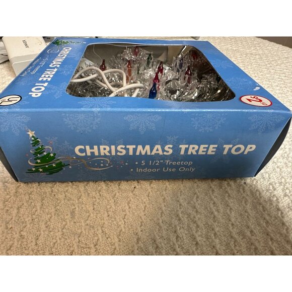 Christmas Tinsel Star Tree Topper Lighted Indoor Multicolor Bulbs Vtg WORKS Vtg - Picture 5 of 6